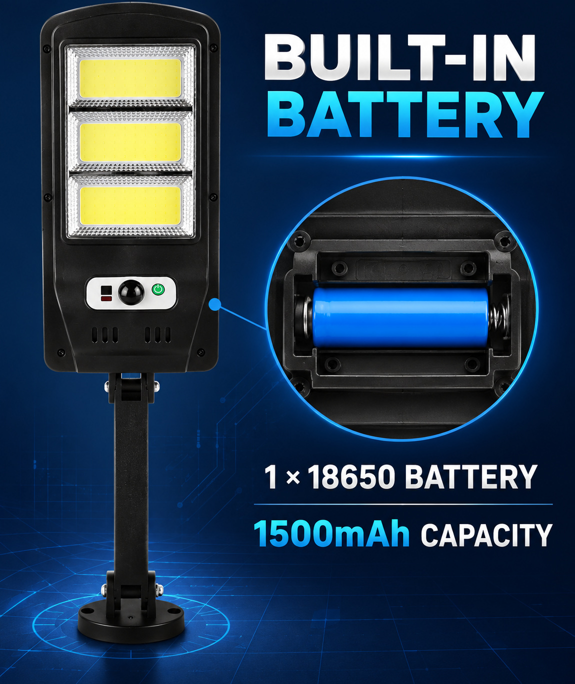 Solar Powered Rechargeable Motion Sensor Waterproof LED Work Light 20W 1500mAh For W756 3 Street photo 2