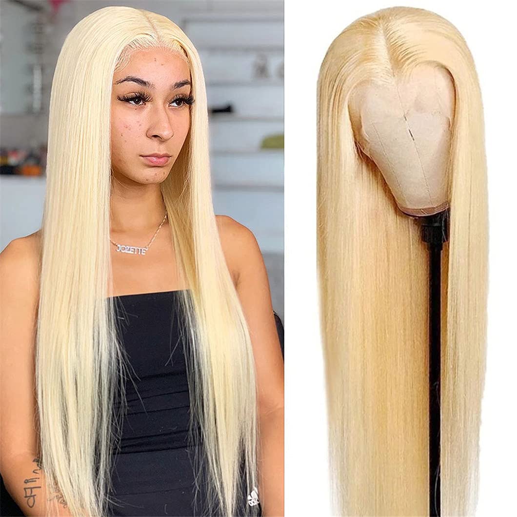 13x4 Lace Front Human Hair Wig 613 Straight Density photo 1