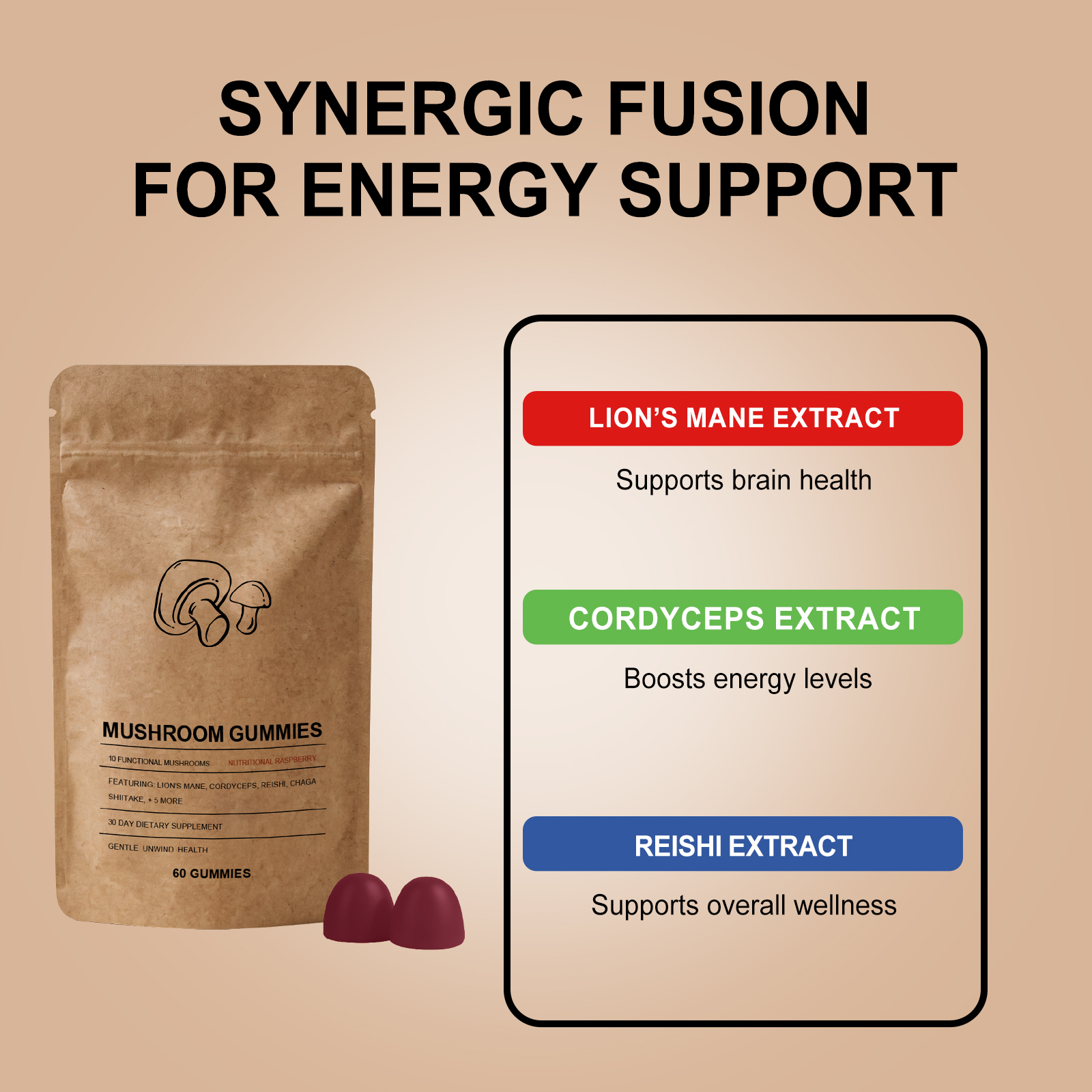 Mushroom Intestinal Health Gum  Entrance  60pcs 1bag photo 5