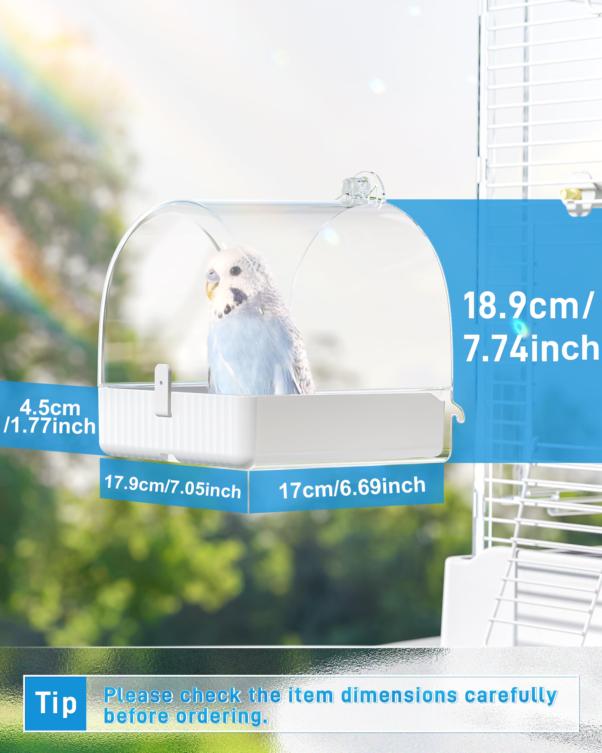 Hanging Bird Bath For Cage, 3 In 1 Multifunction Bird Bath&Bowl&House, Bird Cage Accessories Suitable For Small To Medium Birds, Like Lovebirds, Finches, Parakeets, Mannikin photo 3