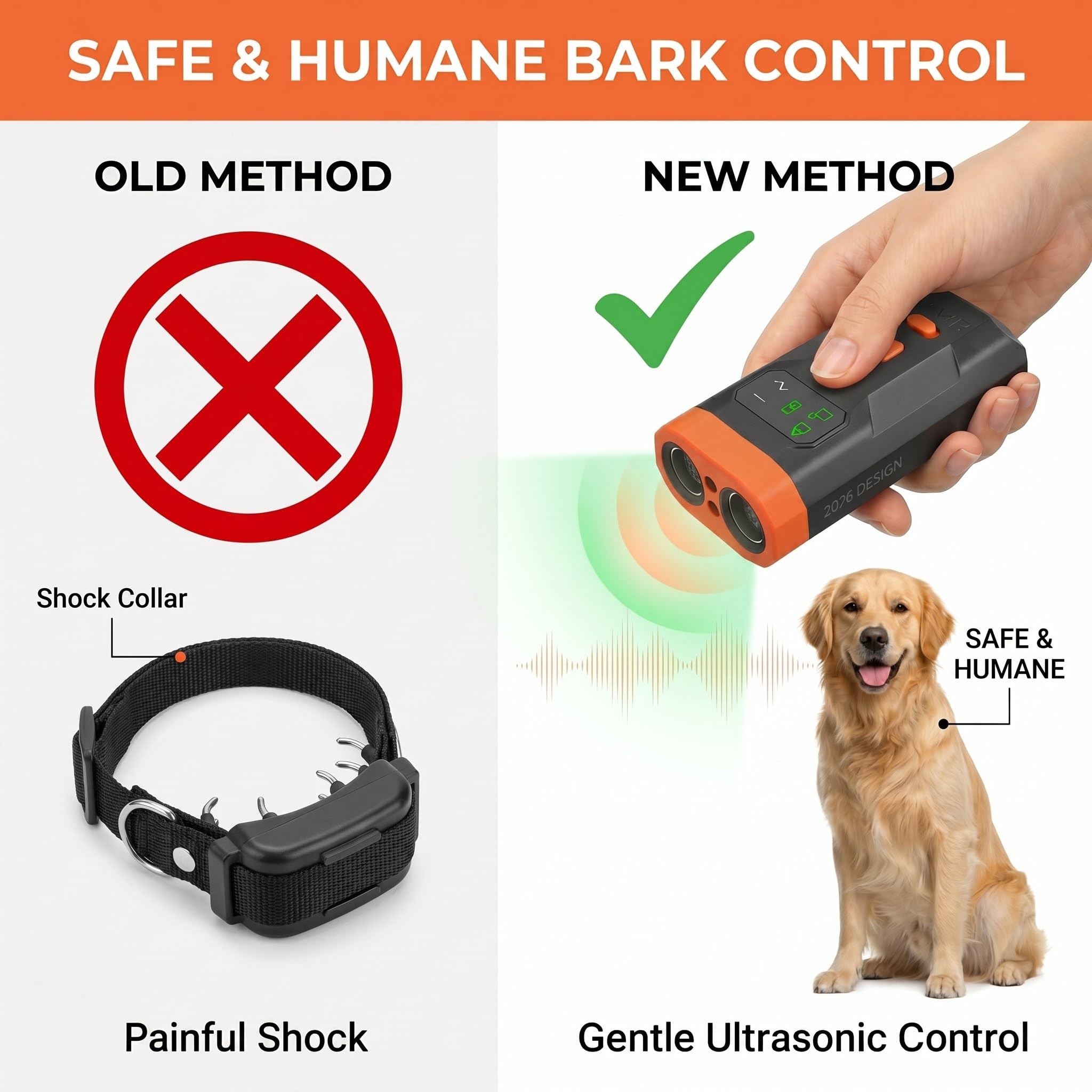 Ultrasonic Dog Bark Deterrent Device, 33FT Effective Range Indoor Outdoor Use, Safe & Humane Rechargeable Bark Control With Child Safety Lock To Effectively Correct Dog Barking Behavior photo 4