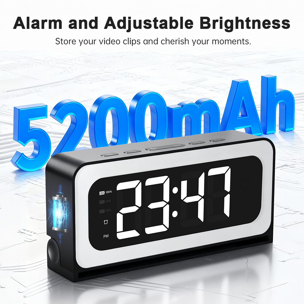 3MP Black Color Wireless Wifi Alarm Clock Camera Video Recording Home Baby Monitor photo 6
