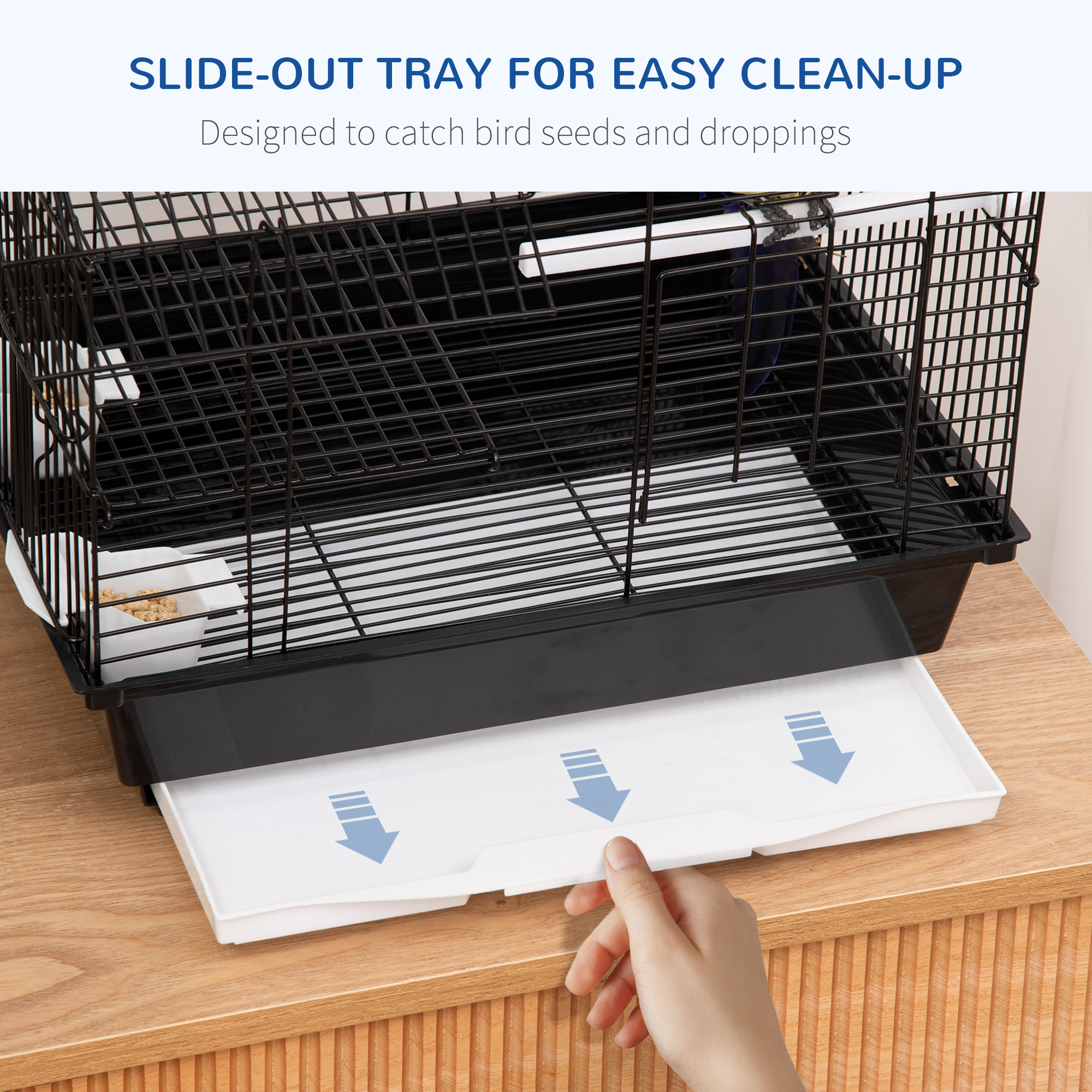 Small Bird Cage For Canaries Finches 47cm High With Swing 2 Perches Slide Out Tray 0.9cm Bar Spacing photo 2