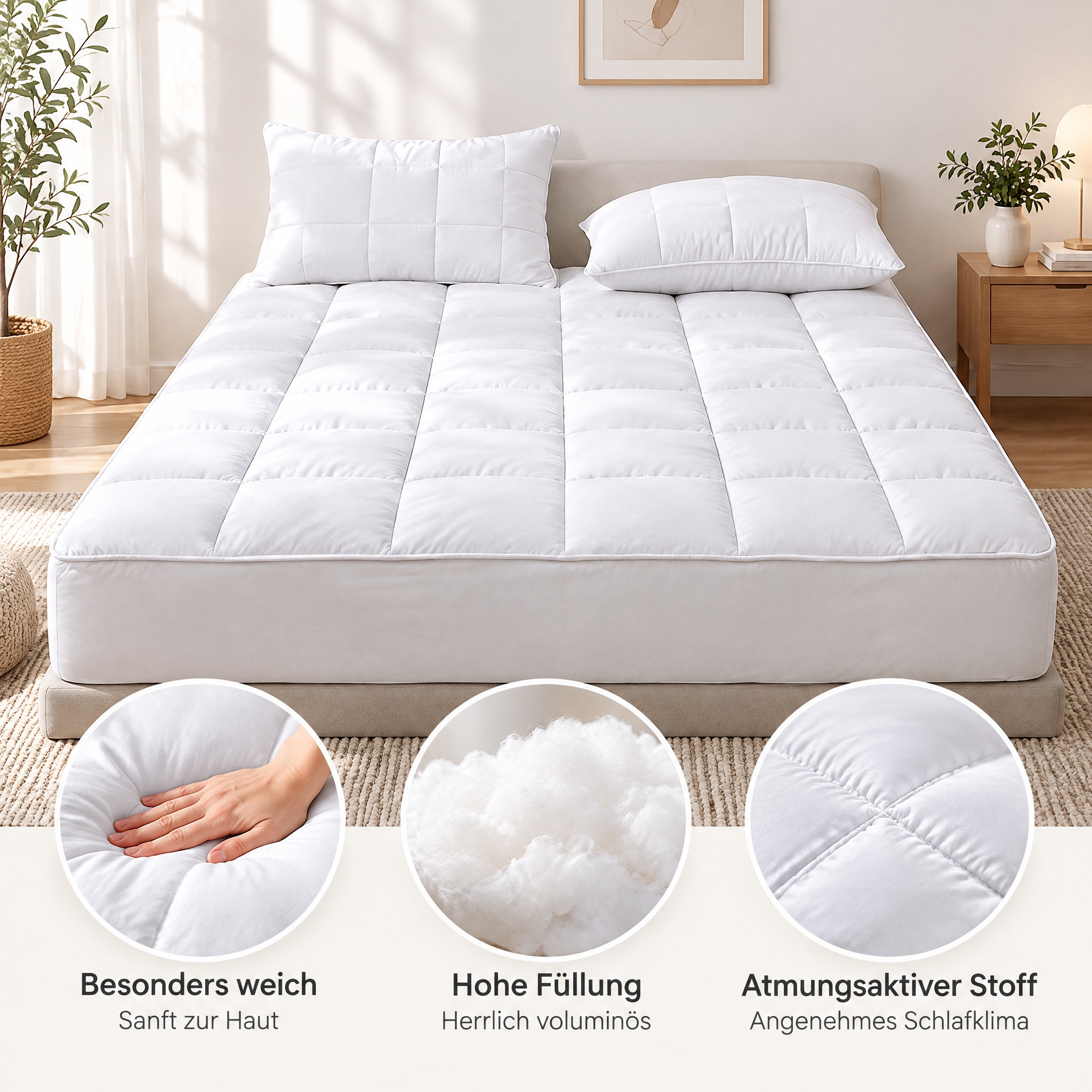 Quilted Fitted Mattress Pad, Deep Pocket Mattress Protector, Soft Fluffy Bed Cover For Bedroom photo 5