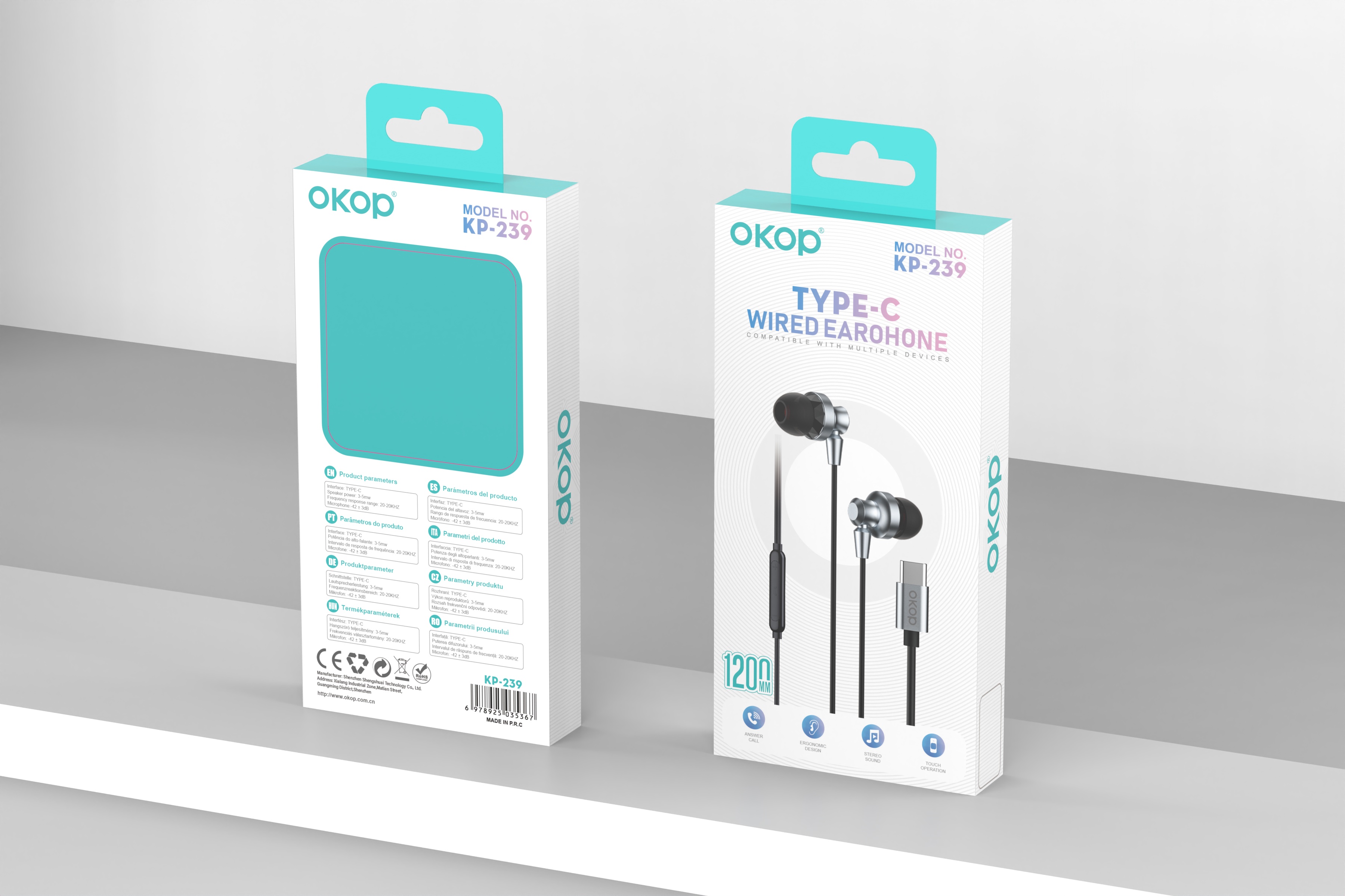 KP-239 In-ear Wired USB-C Headphones High-quality Audio High Volume Low Latency For Music And Gaming In Stock photo 5
