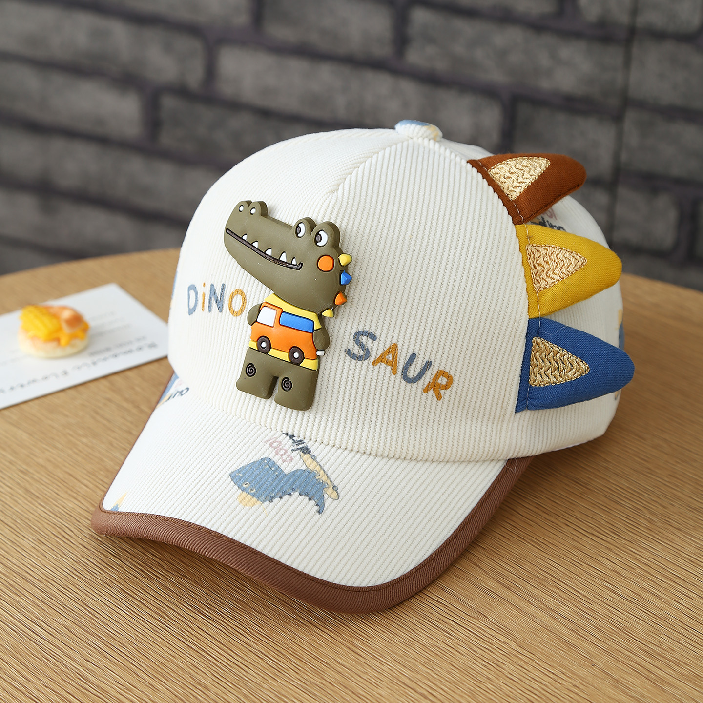 Fall Boys And Girls Dinosaur Crocodile Denim Three-Dimensional Cartoon Baseball Cap Adjustable Velcro Kids Hat Black And White photo 5