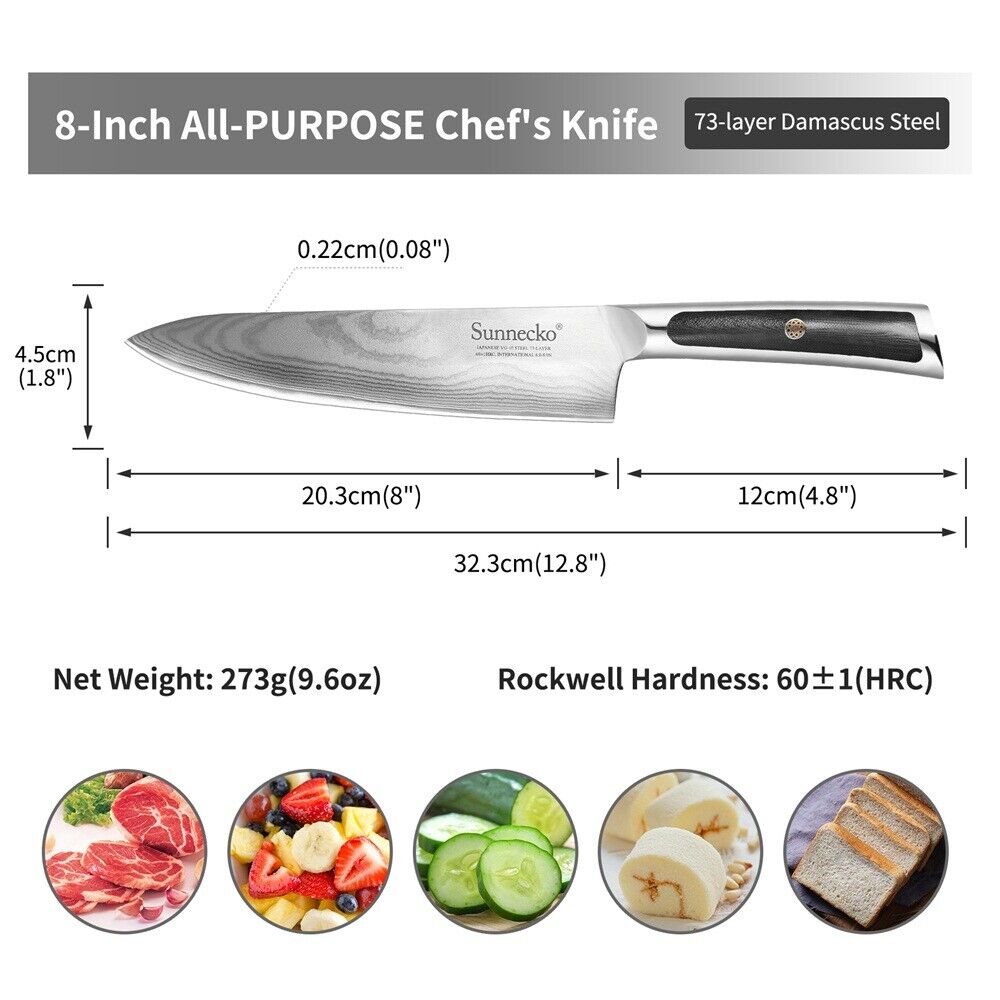 8 Inch Kitchen Chef Knife Japanese Damascus VG10 Steel Kiritsuke Meat Cutlery photo 2