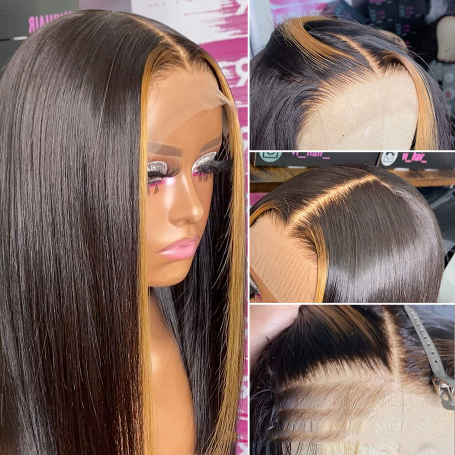 Highlight Ombre  Transparent Lace Wig Human Hair photo 4