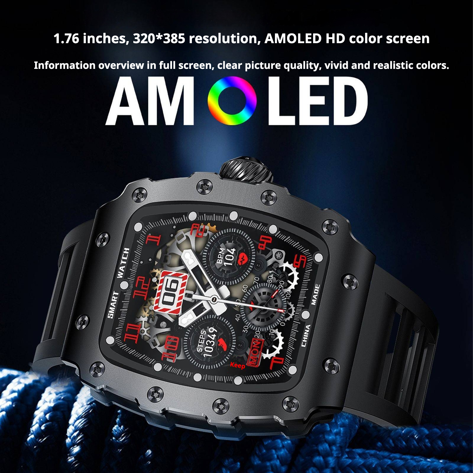 KP-S100 Smartwatch Heart Rate Blood Pressure Monitoring Bluetooth Calling Sports Waterproof Ultra-Long Battery Life Hot Selling In Stock photo 8