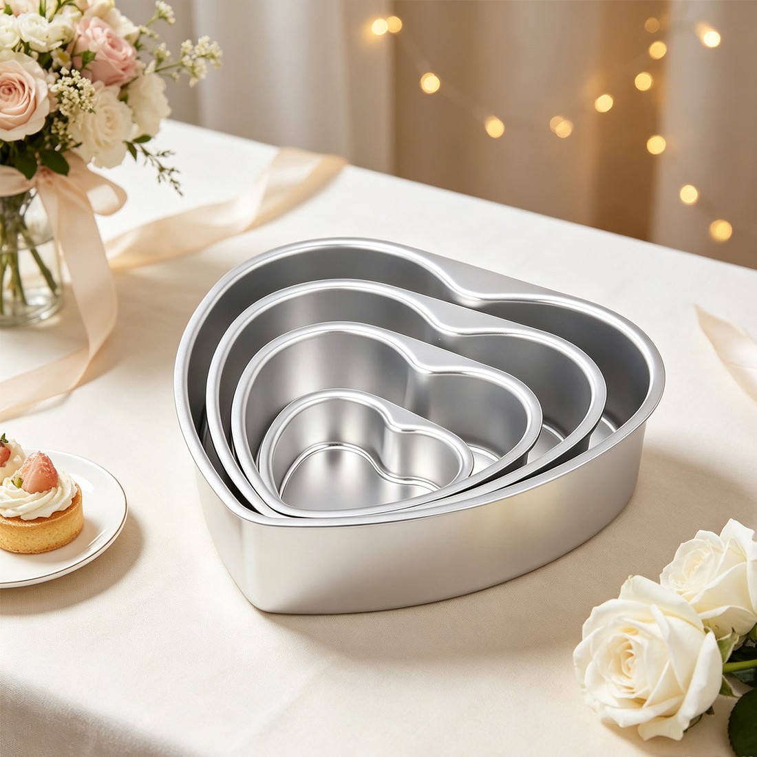 4pcs Heart Shaped Cake Cake Model Baking Pan Non Stick Cake Mould Tray photo 4