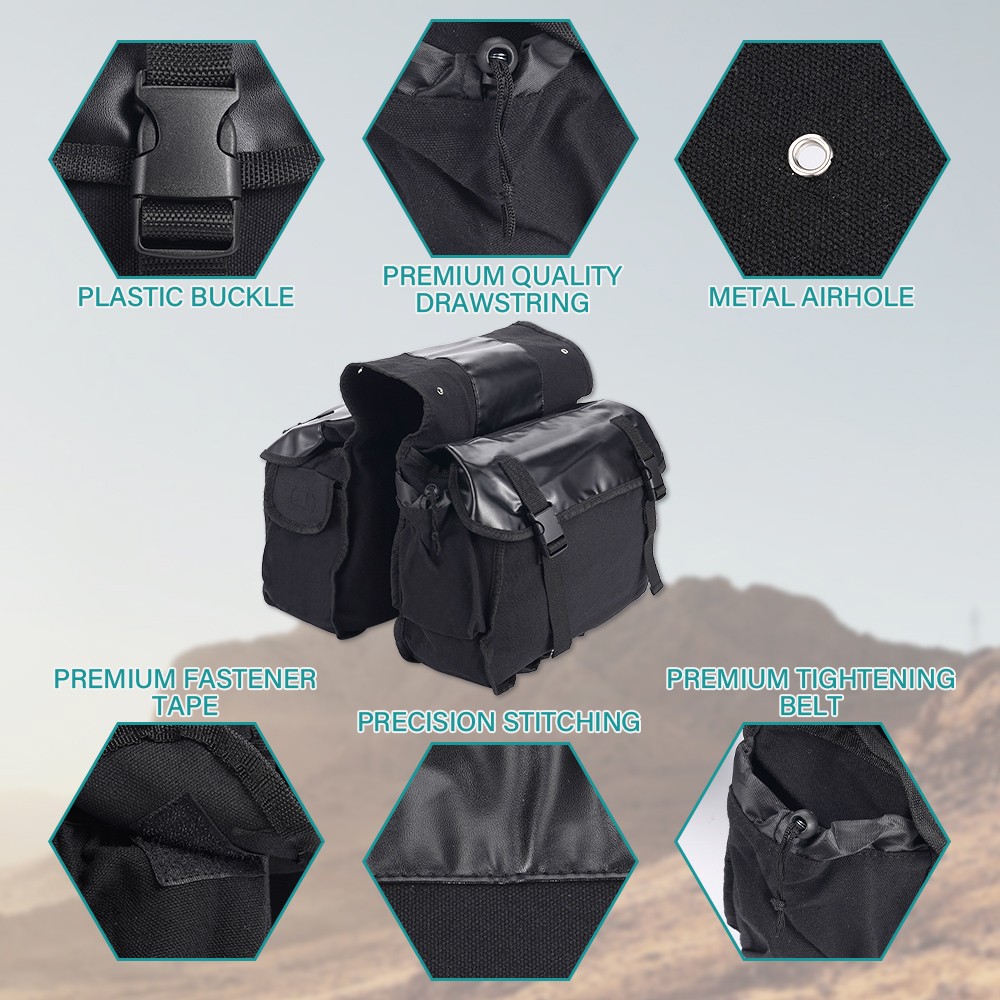 26L Motorcycle Saddle Bag Waterproof Side Canvas Travel Storage Bike Panniers photo 5