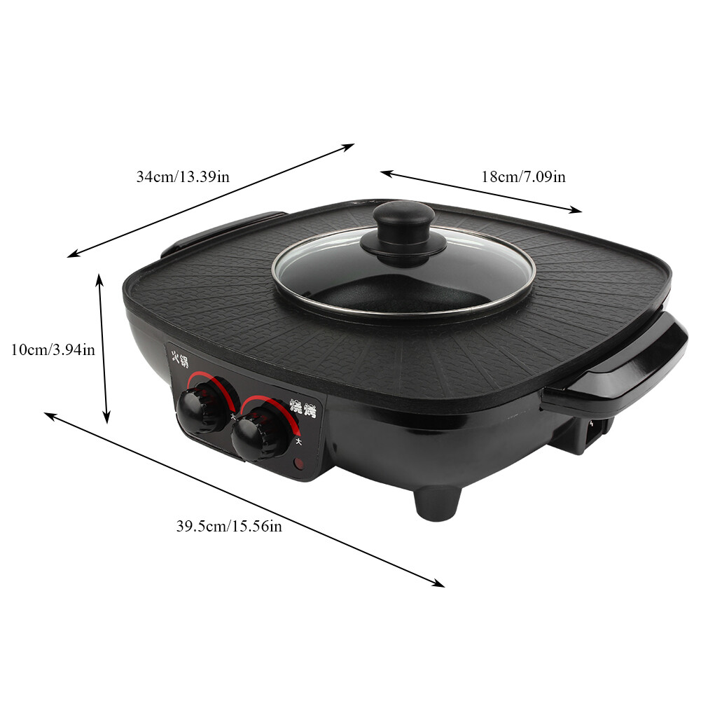 2 In 1 Electric Hot Pot BBQ Grill, Non-Stick Smokeless Frying Pan With Adjustable Temp For Home Kitchen Party UK NEW photo 6