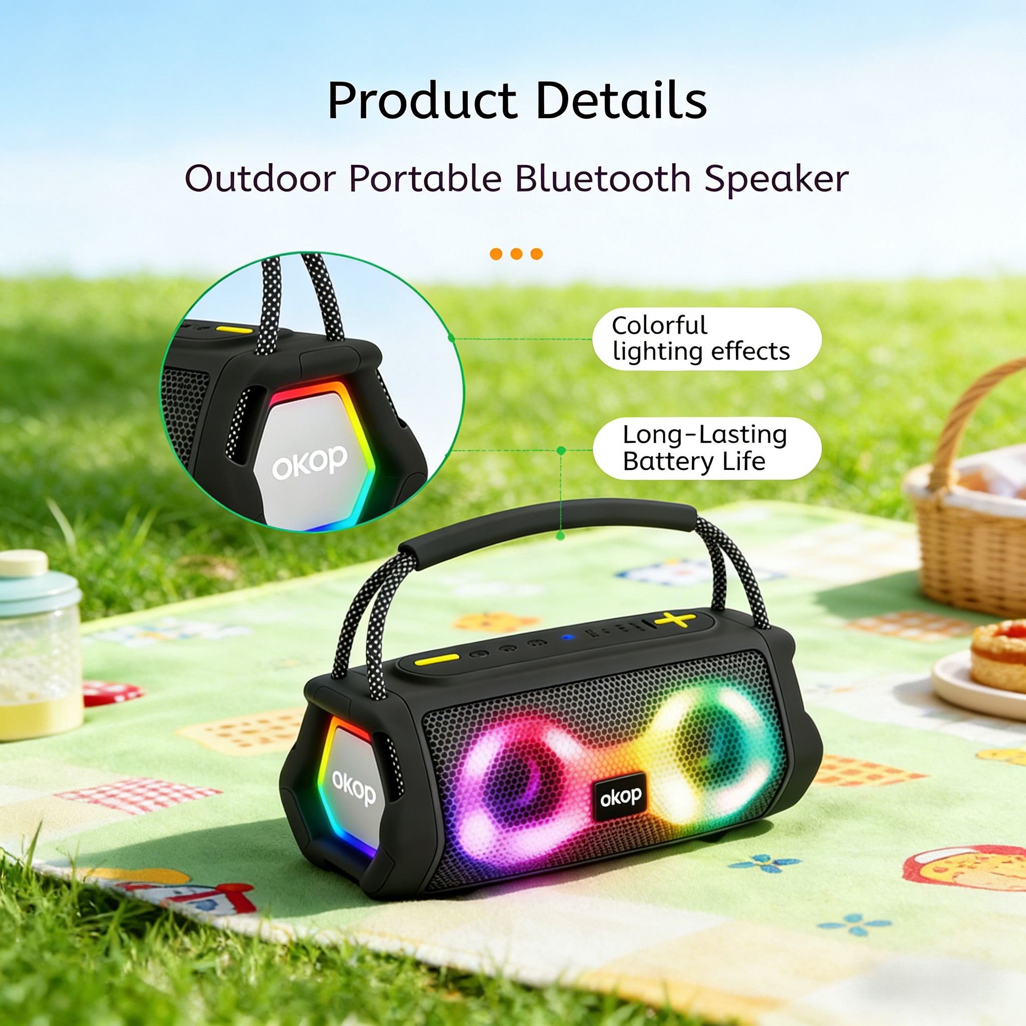 KP-812 Best-Selling Portable Wireless Bluetooth Speaker With Handle RGB Lighting And Outdoor Party Capability Factory Stock Available photo 6
