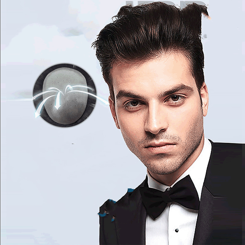 Breathable Bio Scalp Bionic Film Men's Real Hair Replacement Block photo 3