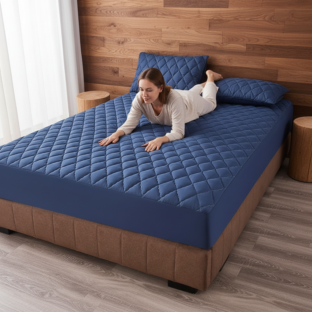 1PC Breathable Quilted Fitted Sheet, Secure Elastic Mattress Protector Cover photo 3