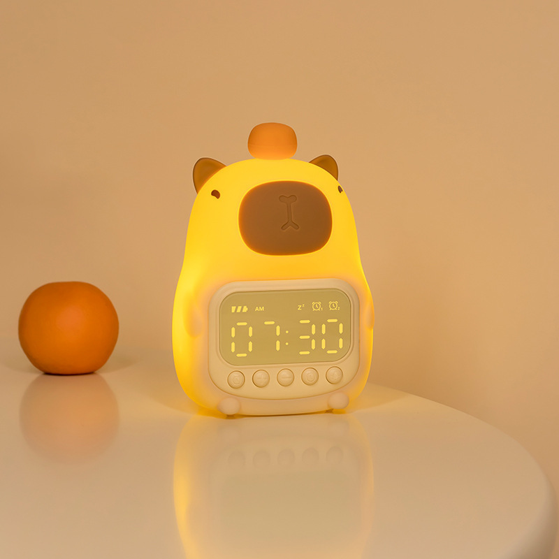 Popular Capybara Silicone Alarm Clock Night Light, Rechargeable Dimmable Tap Control LED Lamp photo 4