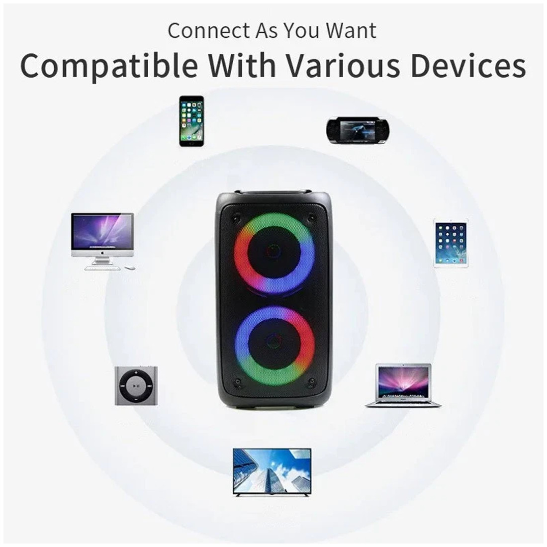 Portable Bluetooth Speaker Sub Woofer Heavy Bass Sound System Party Mic photo 3