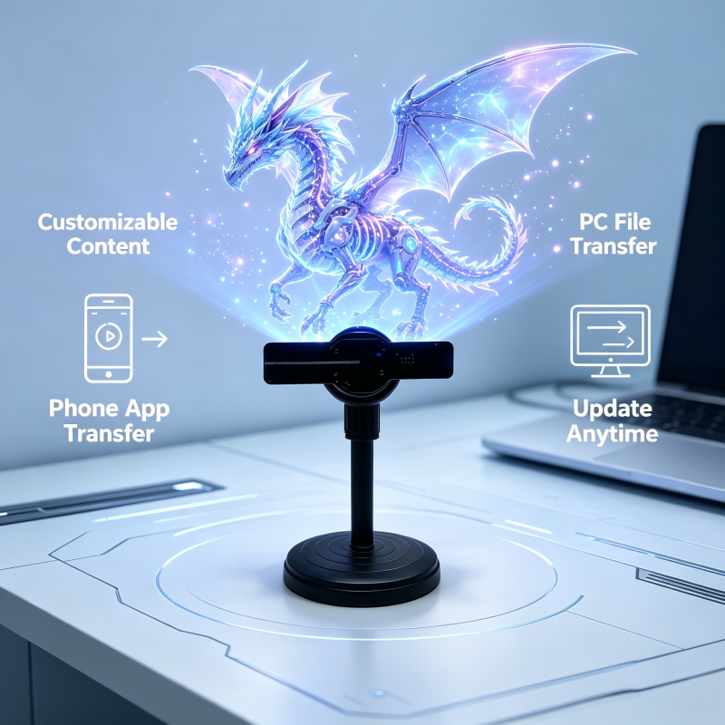 Wiilala Disesktop 3D Holographic Fan, 4.72 Inch  With , APP Transmission Built-in Video - HD  LED Holographic Display Screen, Suitable For Shops, Festival Gifts  Built Built-in Speaker Bluetooth,5V2A photo 4