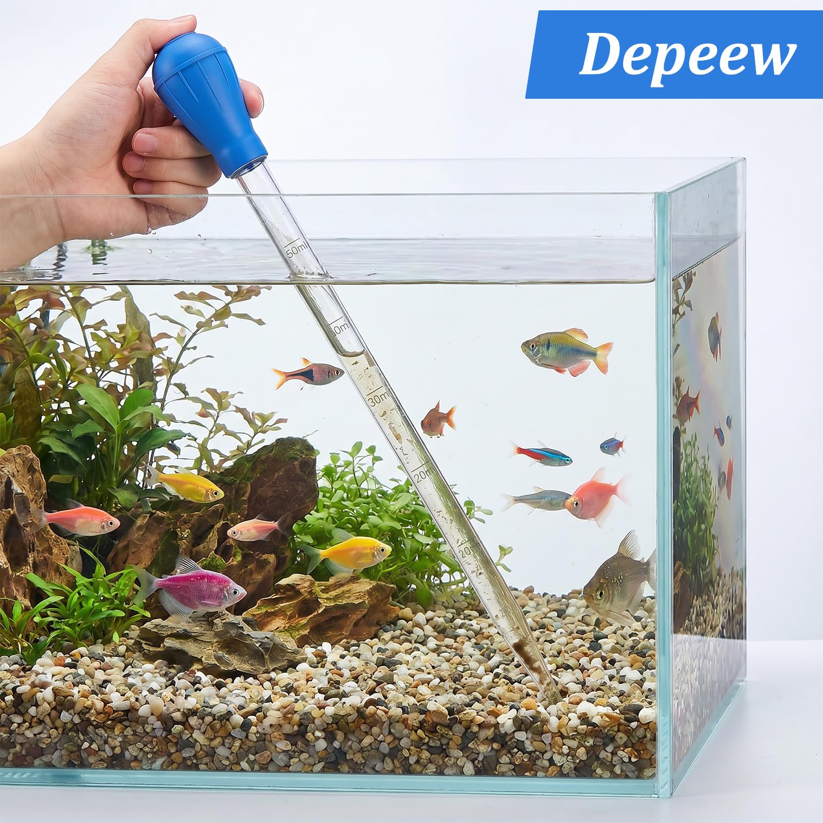27.7in Extra Long Turkey Baster For Aquarium 50ml Baster Syringe Aquarium Water Changer Siphon For Fish Tank Cleaning Waste Remover, Gravel Cleaning Straw photo 2