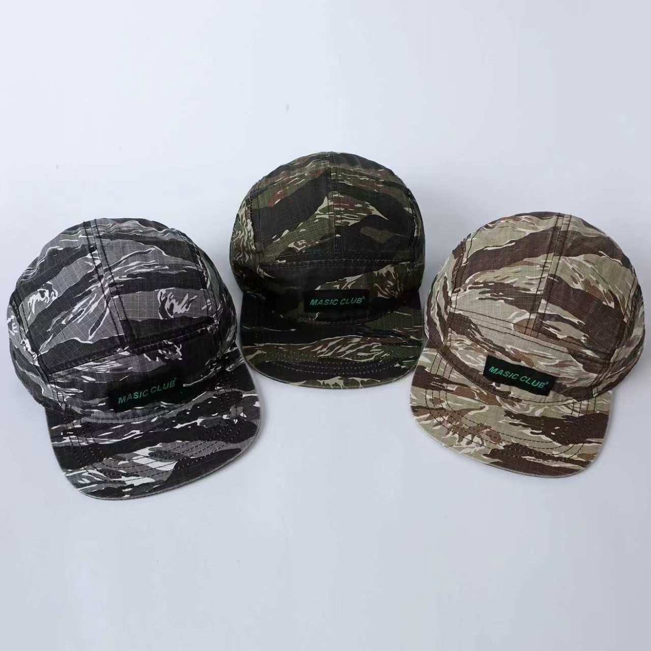 Checkered Camouflage Letter Logo Five-panel Camping Hat - Quick-drying Tear-resistant Flat Brim Workwear Street Sun Protection Hat photo 2