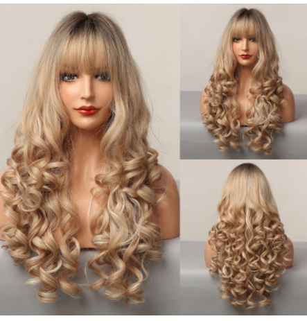 Wig Women's  Bangs Wavy Long Curly Hair photo 3