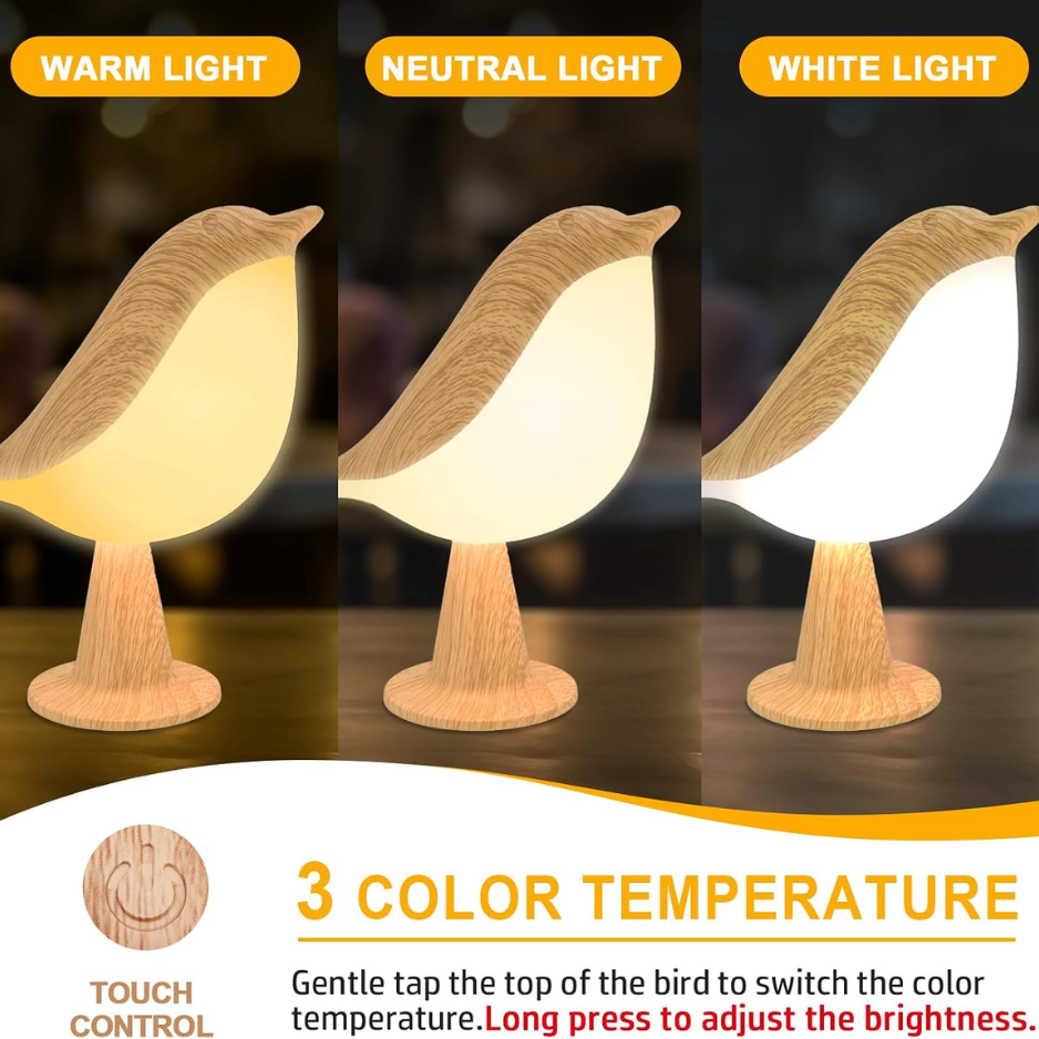 Deogos Small Desk Lamp, Cute Bird Light Cordless Lamp With 3 Color Temperature And Touch Sensor,Kids Night Light With Rechargeable Battery For Bedroom Nightstand Bedside Table Room Decor photo 6