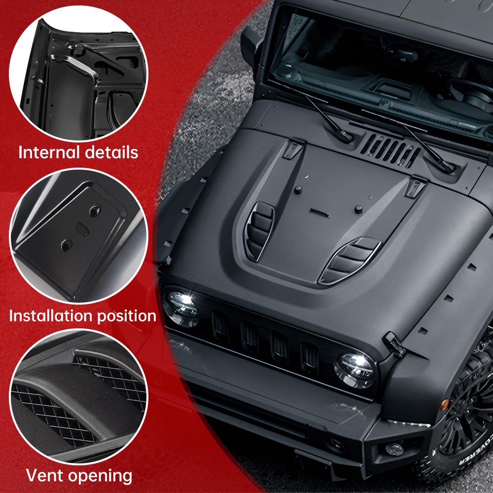 Vented Heat Dispersion Hood Compatible With Je Ep Wrangler JK JKU 2007-2017,10th Anniversary Edition Metal Replacement Hoods Accessory Black photo 3