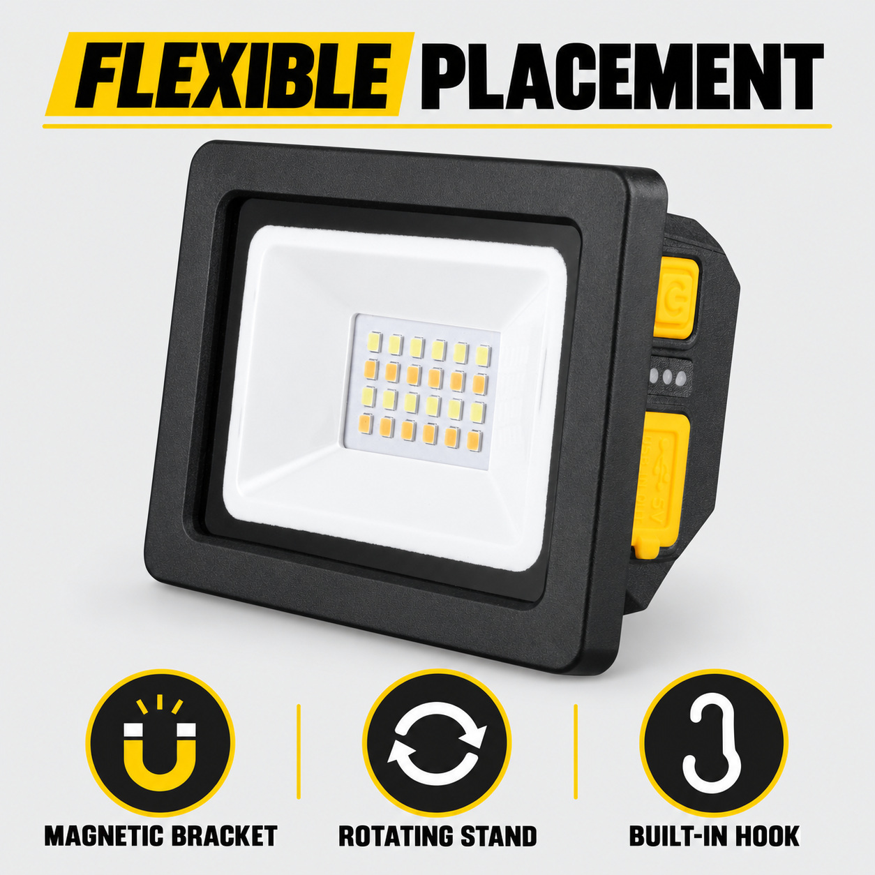 Rechargeable Magnetic Battery Display Type C LED Work Light Base Hanging W897 SMD 2835 Flood photo 4
