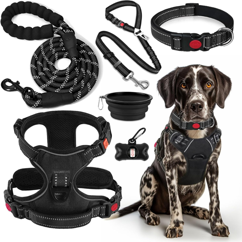 No Pull Dog Harness, Collar & Leash Set, Adjustable Pet Walking Set With Travel Accessories For Dogs photo 1