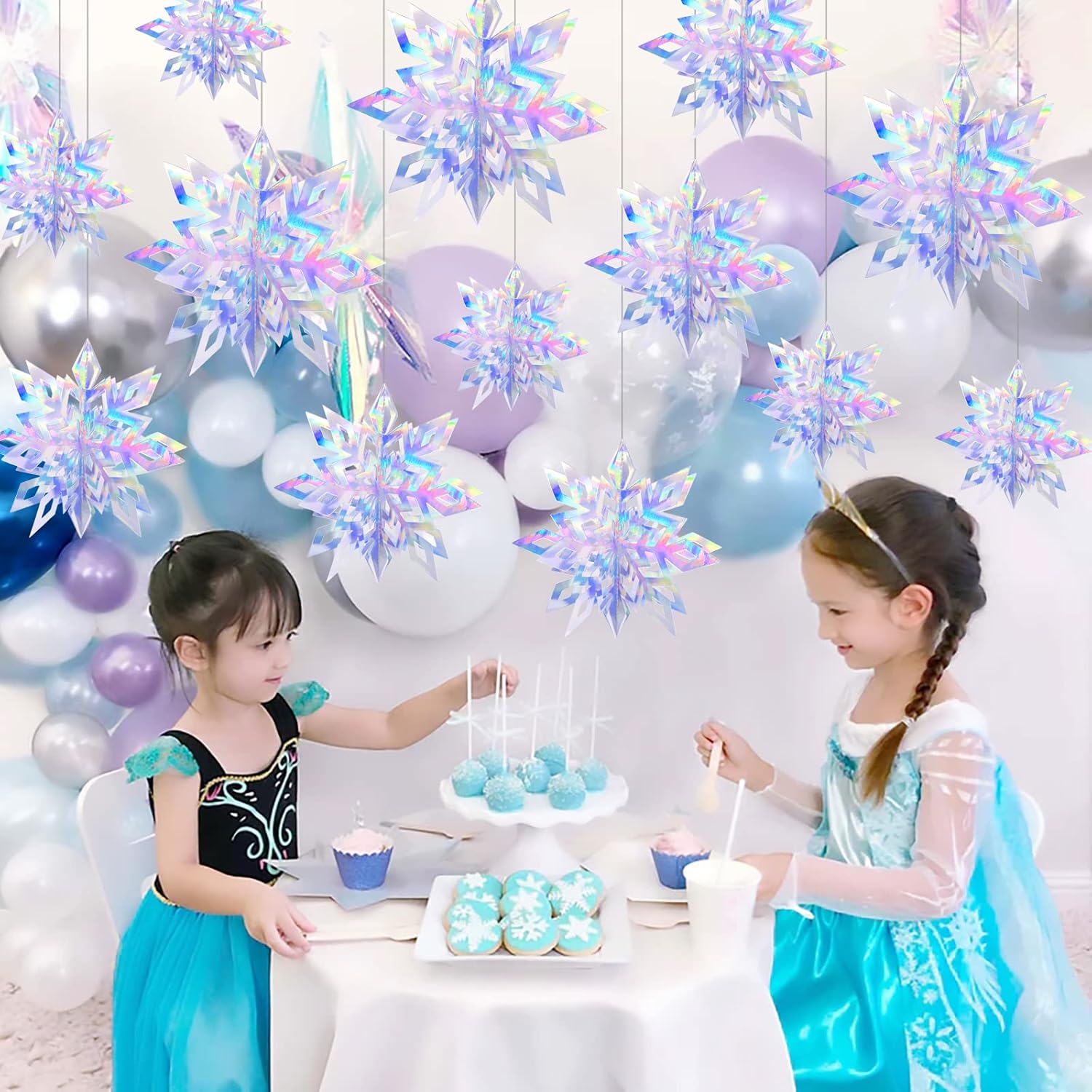 Christmas Hanging Snowflake Decorations 18 Units, 3D Holographic Snowflakes For Winter Wonderland, Birthday, New Year And Party Decor photo 2