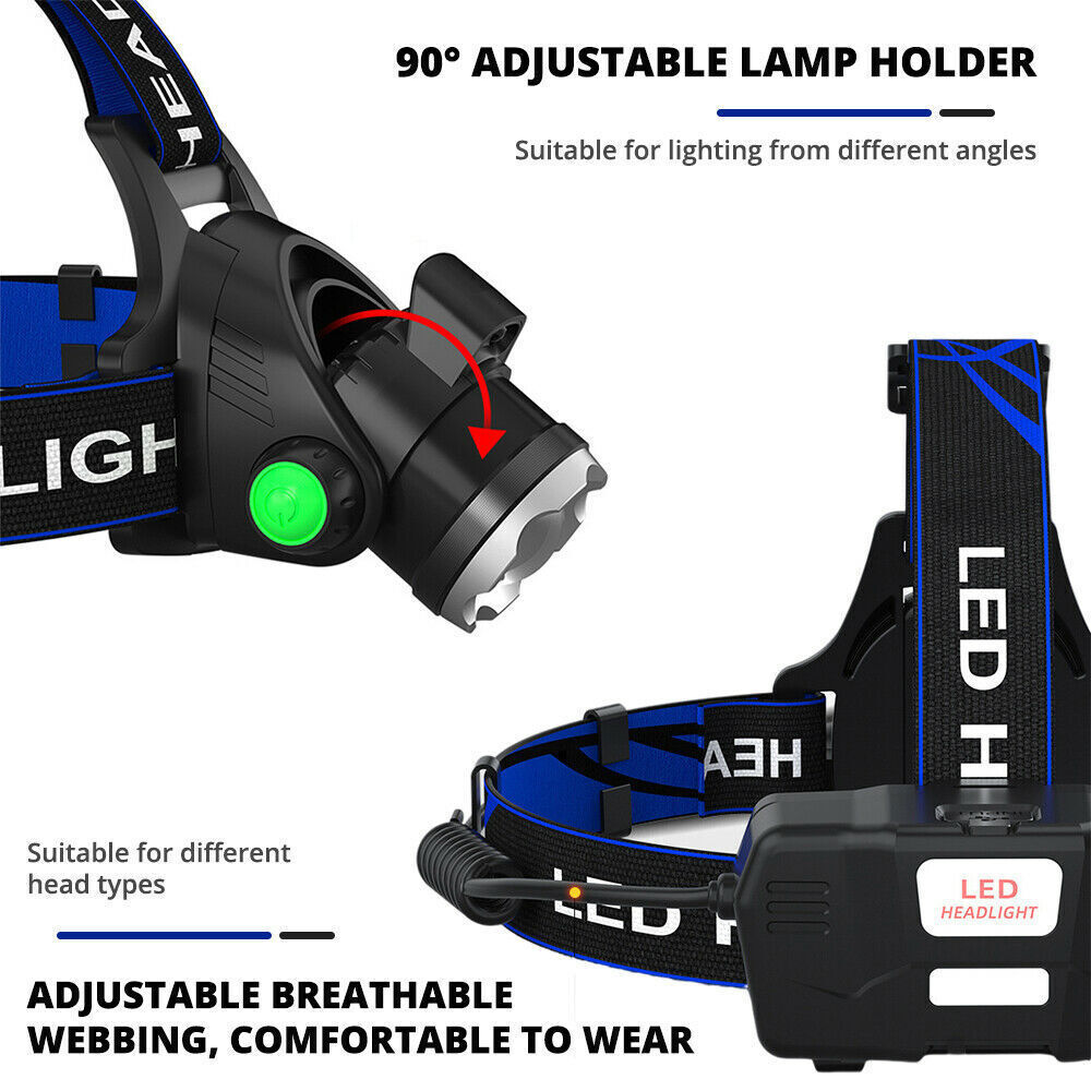 LED Head Torch Headlight Camping Headlamp Rechargeable Waterproof Fishing Light photo 5