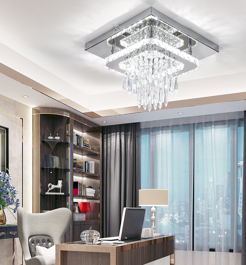 30CM Modern LED Crystal Ceiling Light Square Minimalist Lamp Living Room Bedroom photo 6