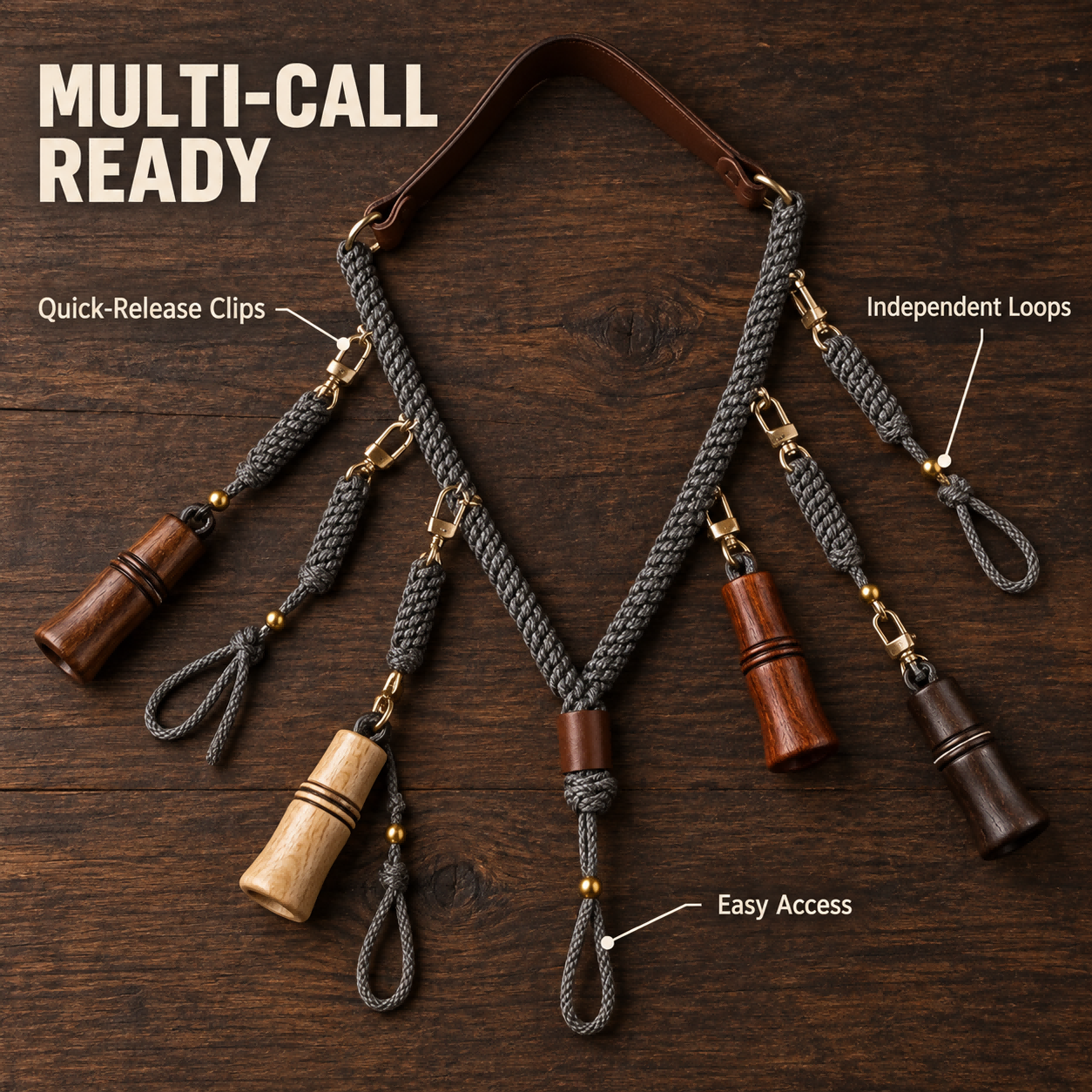 Camo Duck Call Lanyard Eco-Friendly Waterproof Durable Cotton Multi Loop Hunting Game Call Holder Duck Goose Waterfowl Hunting photo 5