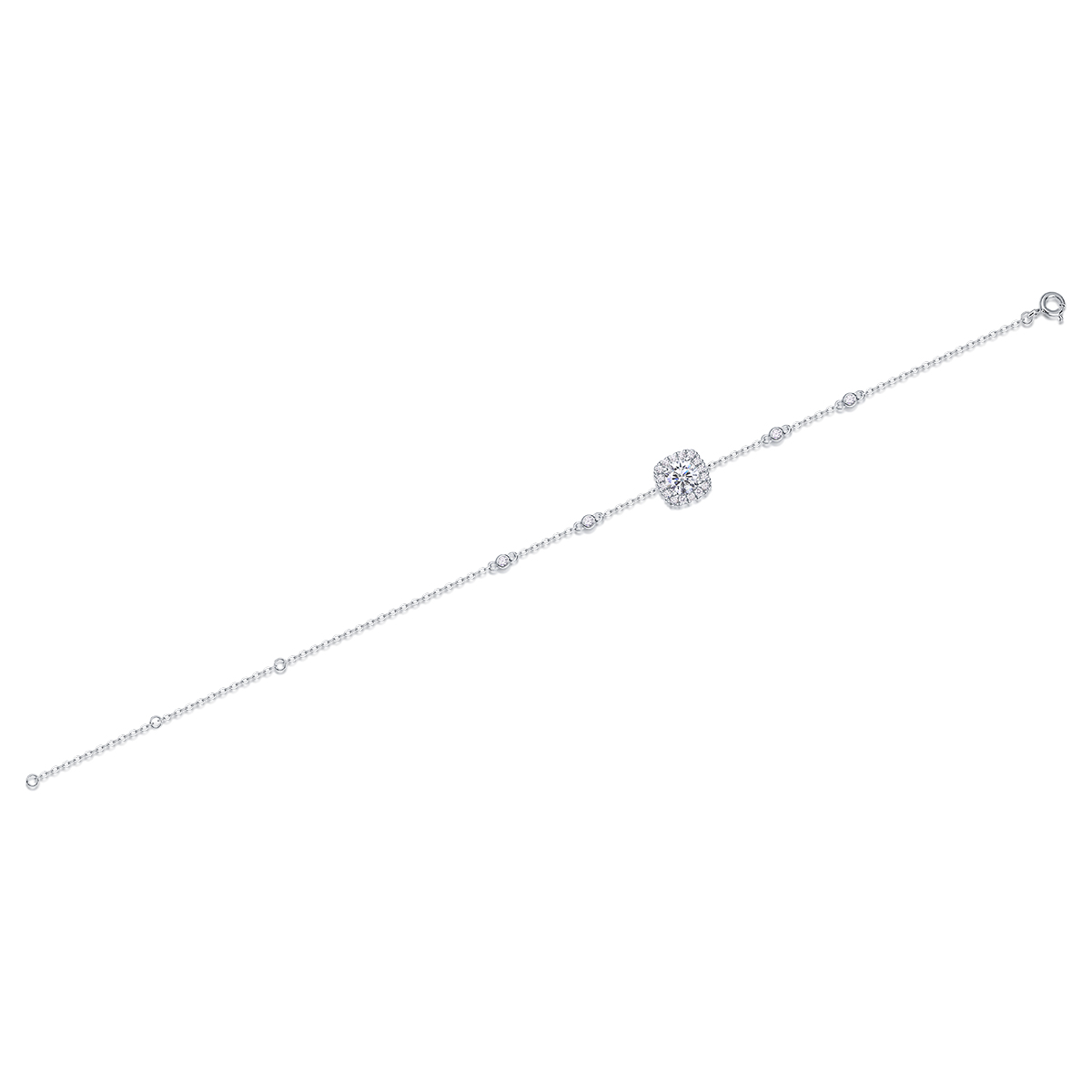 S925 Silver 2.2g 1ct Halo Moissanite Bracelet, D VVS1 Adjustable 16&5cm, GRA Certified photo 5