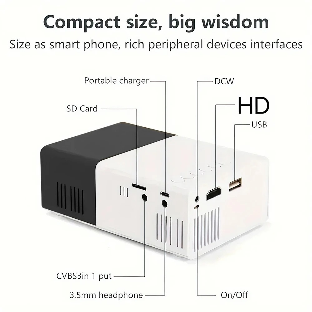 Portable Wired Mobile Phone Projector With Extendable Stand, LED Mini Home Video Device, 1080p HD Screen, USB SD AV HD photo 5