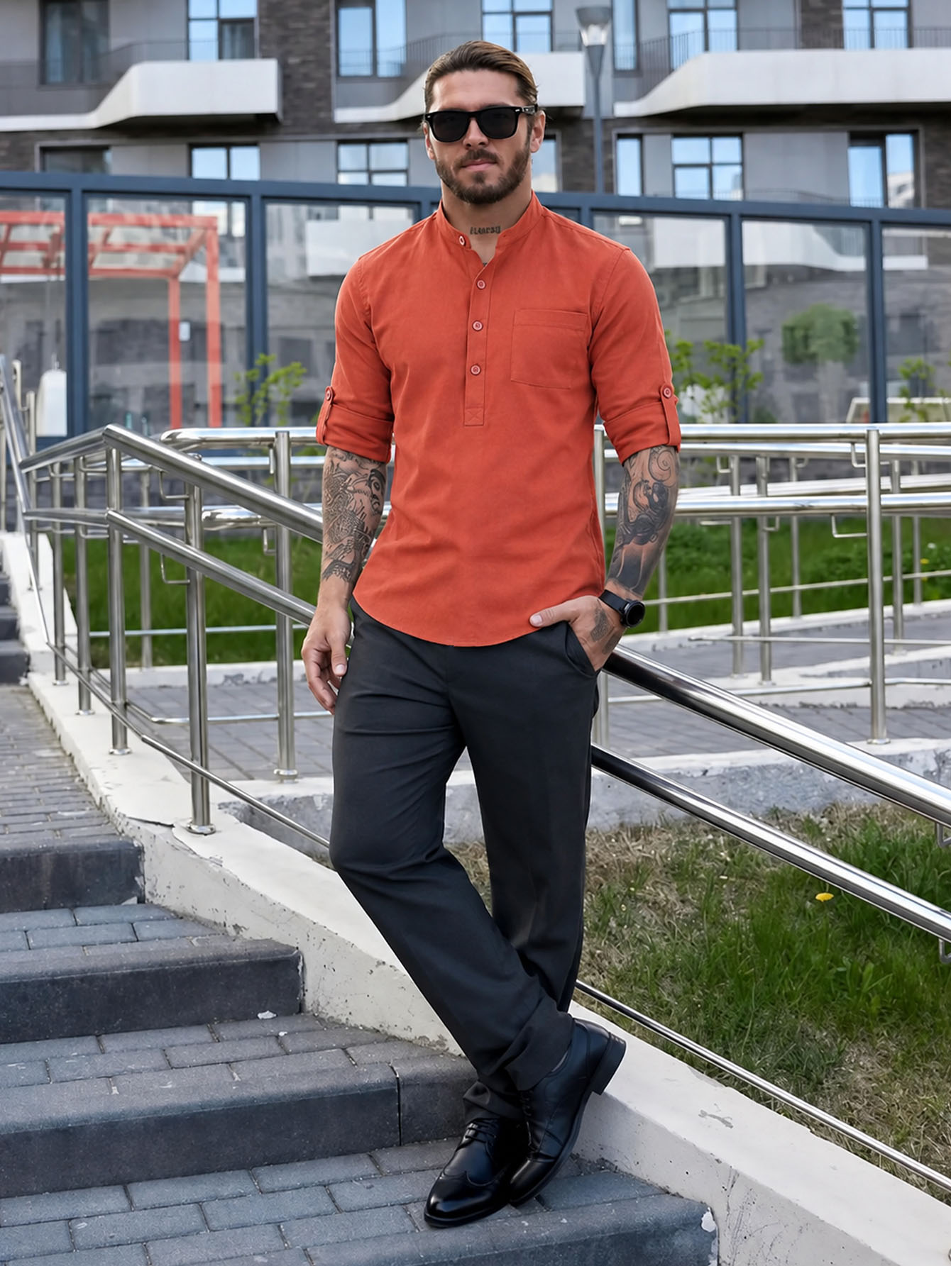 High Quality Soft Touch Men's Henley Collar Shirt - All Match Essential Wardrobe photo 7