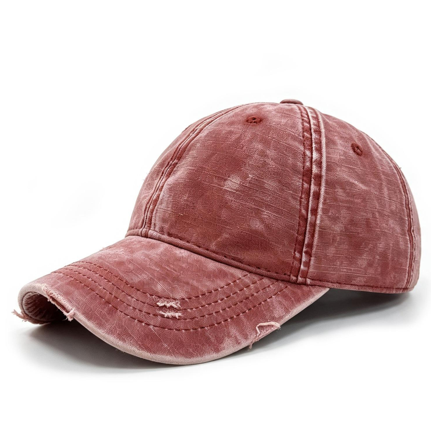 Street Fashion Retro Distressed Denim Holey Baseball Cap With Soft Top And Casual Curved Brim. Perfect For Outdoor Outings photo 3