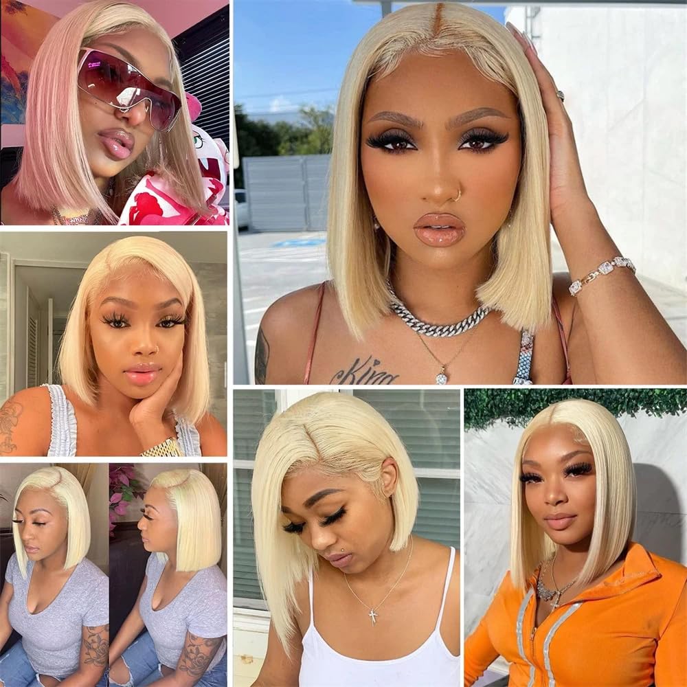 13x4 Lace Front Bob Wig, Color 613 Straight, Density photo 3