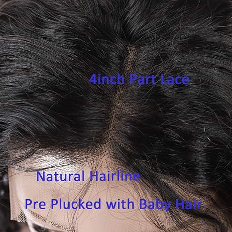13x4 Front Lace Loose Human Hair Wig Natural Color Density photo 2