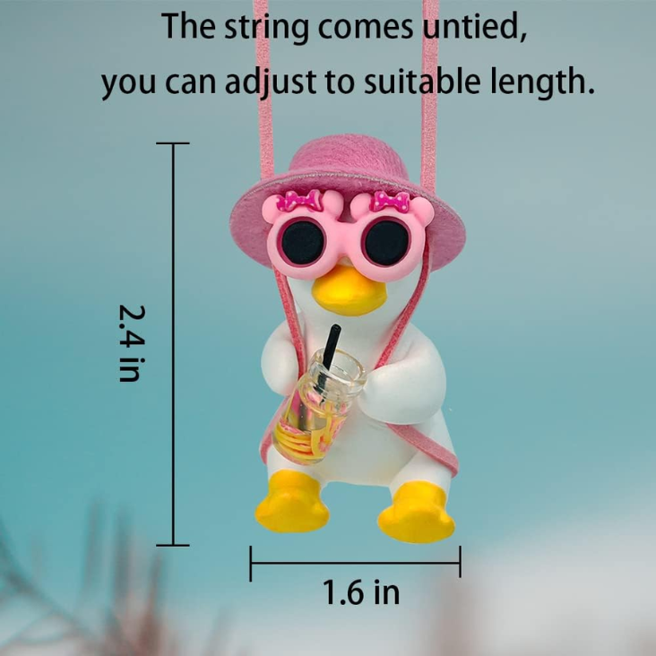 Cool Swinging Duck Car Hanging Ornament, Pendant Interior Rearview Mirror Decoration And Car Rear View Mirrior Hanging Accessories photo 2