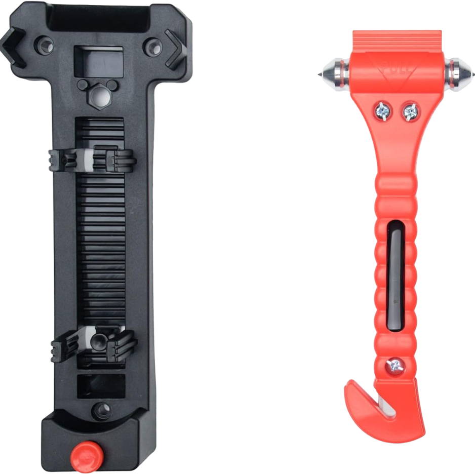 Car Emergency Escape Tool 2 Pack, Window Breaker And Seatbelt Cutter With Protective Bracket, Bright Orange photo 2