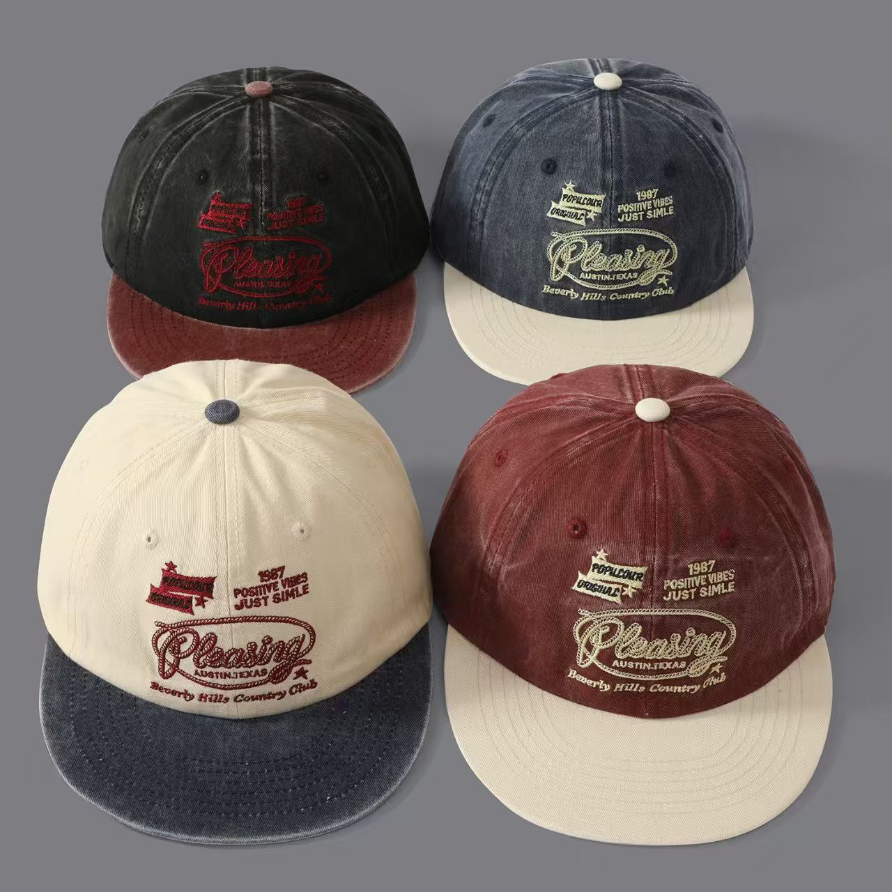 Color-matched Embroidery Letters 1987 Flat-brim Baseball Cap, Suitable For Both Men And Women, Suitable For Daily Work, Commuting To School Or Other Outings. photo 4