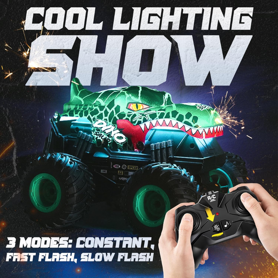 Green Dinosaur Toys For Kids, RC Truck With 360 Spins And Drifting, Toy Car photo 2