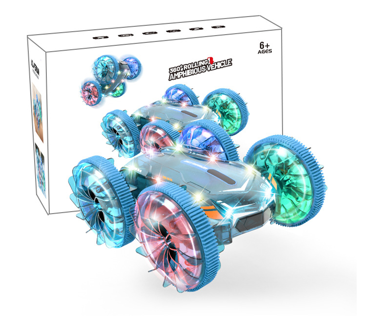 Amphibious RC Car Boat Double Sided Stunt Car With LED Lights Kids Toy 2.4GHz photo 2