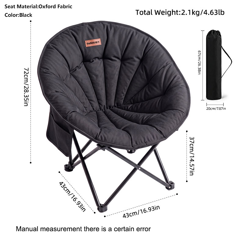 Outdoor Folding Moon Chair Foldable Shell Shaped Saucer Chair, Oversized Padded Camping Chair With Side Pocket, 280LBS Capacity,for Camping, Hiking,Fishing,Picnic,Beach,Yard, Bedroom photo 8