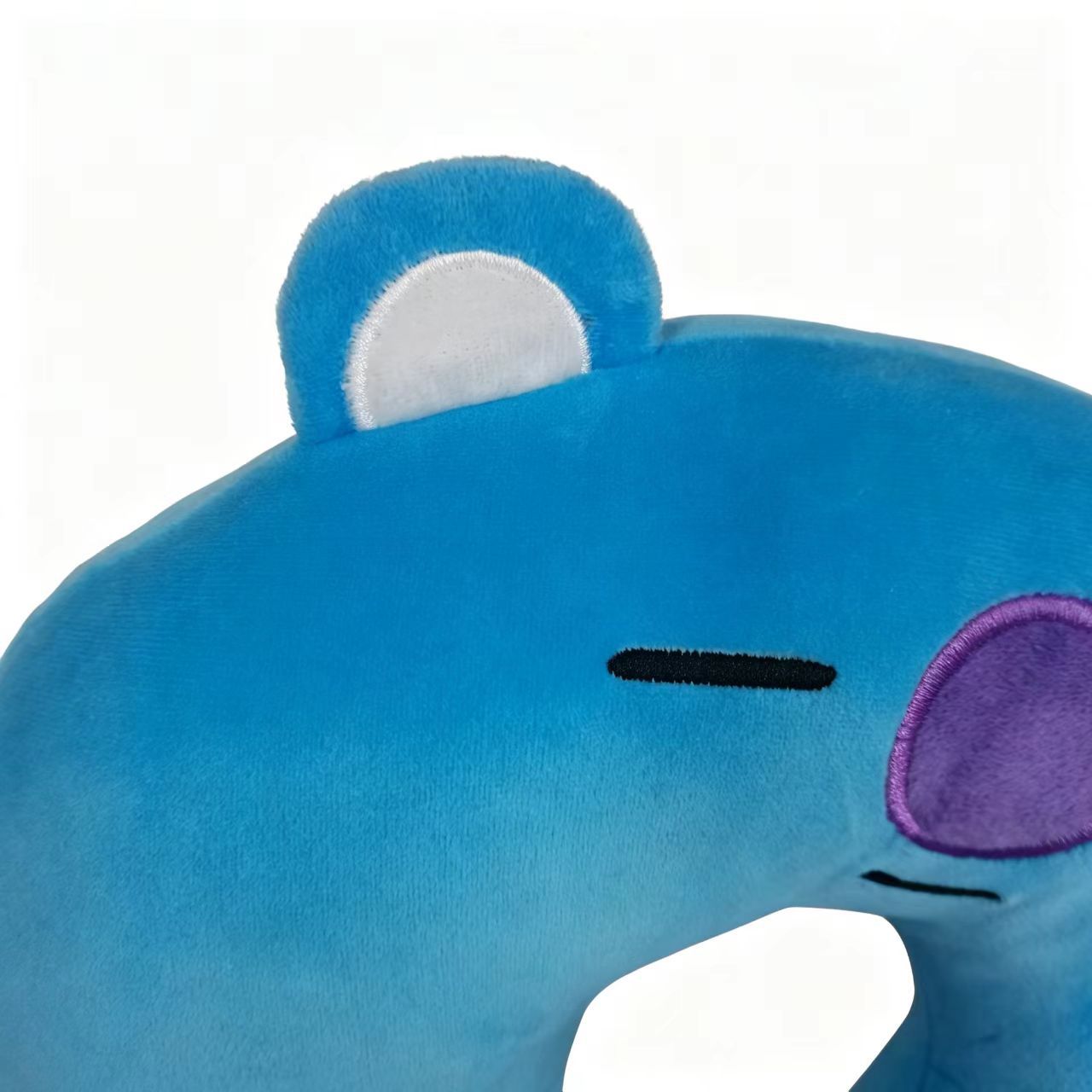 Cute Blue Cartoon Bear Plush Travel Neck Pillow, PP Cotton Filled U Shaped Neck Support Cushion, Soft Fluffy Neck Rest For Airplane Car Office Nap photo 4