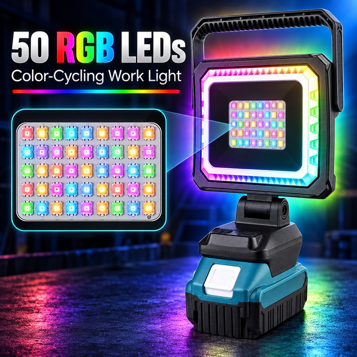 Rechargeable Type C 18650 W8128 7 Wholesale Supply RGB Lighting LED Flood Light 6500mAh Battery photo 5