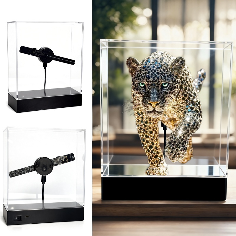 Wiilala Holographic Display Stand 12&20&30cm Naked-eye 3D Holographic Fan Advertising Machine Stereoscopic Floating Light Aerial Projector Gift Light Shopping Mall Home photo 6