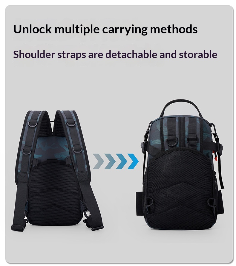 New Outdoor Lure Bag - Multifunctional Single & Double Shoulder Fishing Gear Backpack Camouflage Lightweight Handheld Fishing Equipment Storage Bag - Grey photo 2