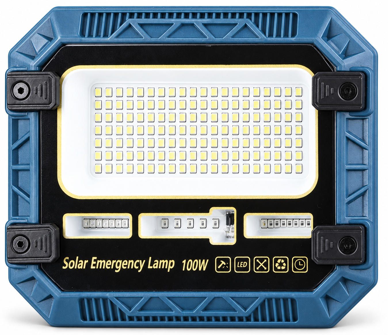 Solar Powered Rechargeable Battery Display 18650 W8114 1 Red Blue Warning LED Flood Light SMD photo 1
